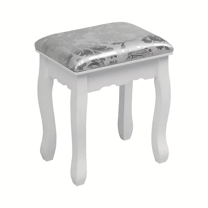 Dressing NEW Desk White Dressing Table Mirror W/ Stool Makeup Vanity Set 5 Drawers