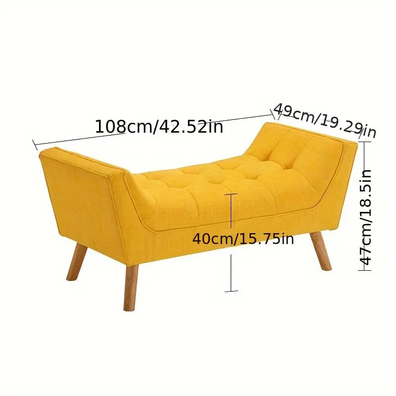 Chesterfield Yellow Chenille Fabric Bedroom Chaise Lounge Bed End Sofa Window Seat