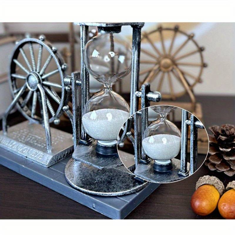Vintage Ferris Wheel Statue Hourglass Sand Clock Retro Desk Timer Décor for Living Room