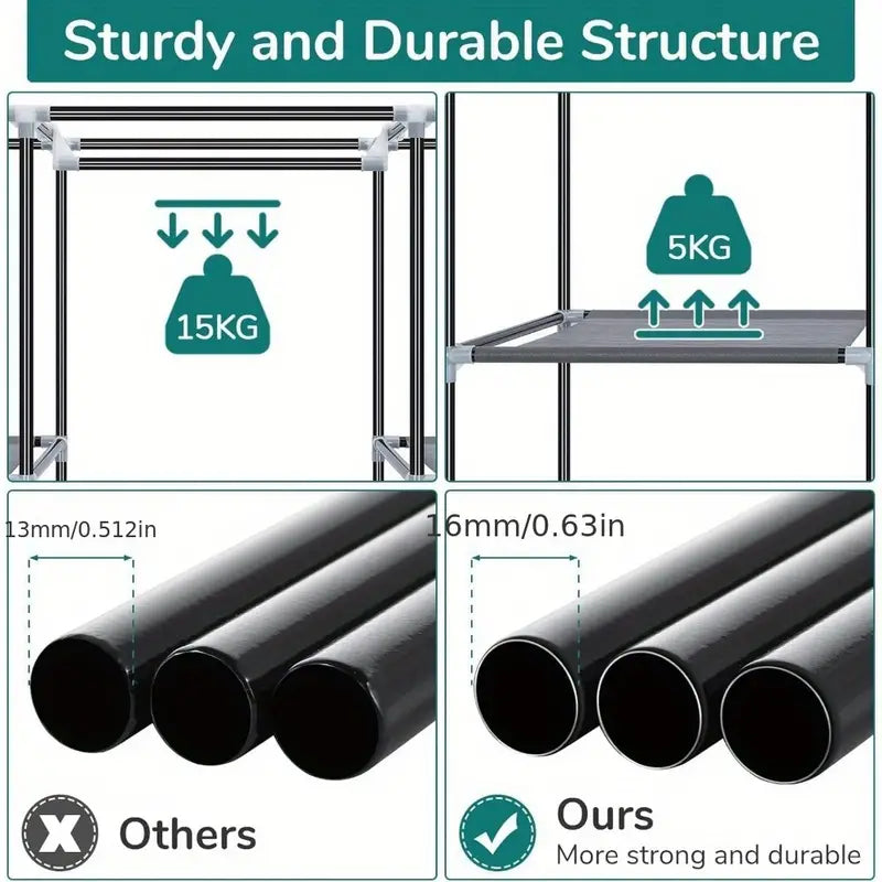 Wardrobe Canvas for Bedroom Ideal For Kids - Gest rooms Contemporary Storage Black