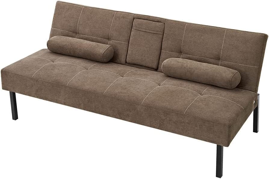 Sofa Bed Panana 3 Seater Linen Fabric Upholstered Modern Convertible Folding Futon