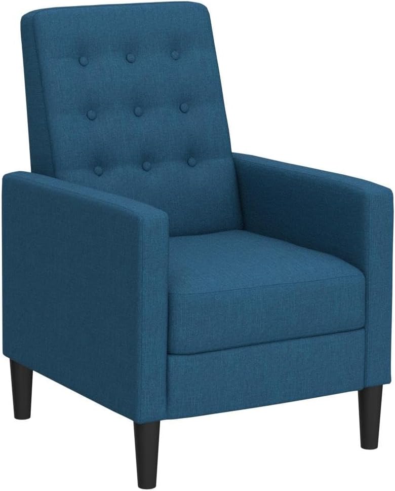 Sofa Blue Fabric Recliner Armchair Adjustable Reclining Chair Upholstered Single Sofa Armchair