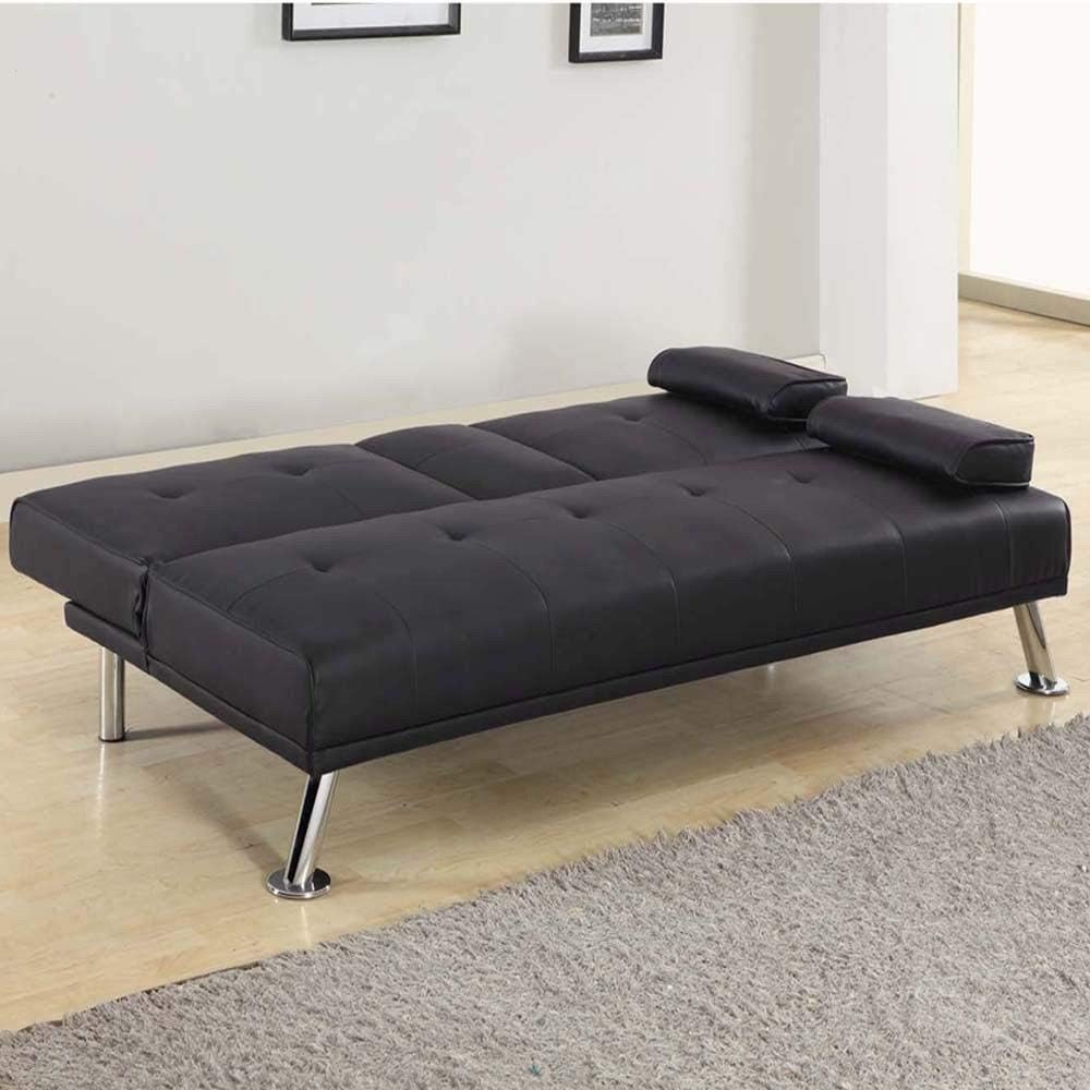 Sofa Modern Faux Leather Sofa Bed with Cup Holders 3 Seater Sofa Couch Living Room