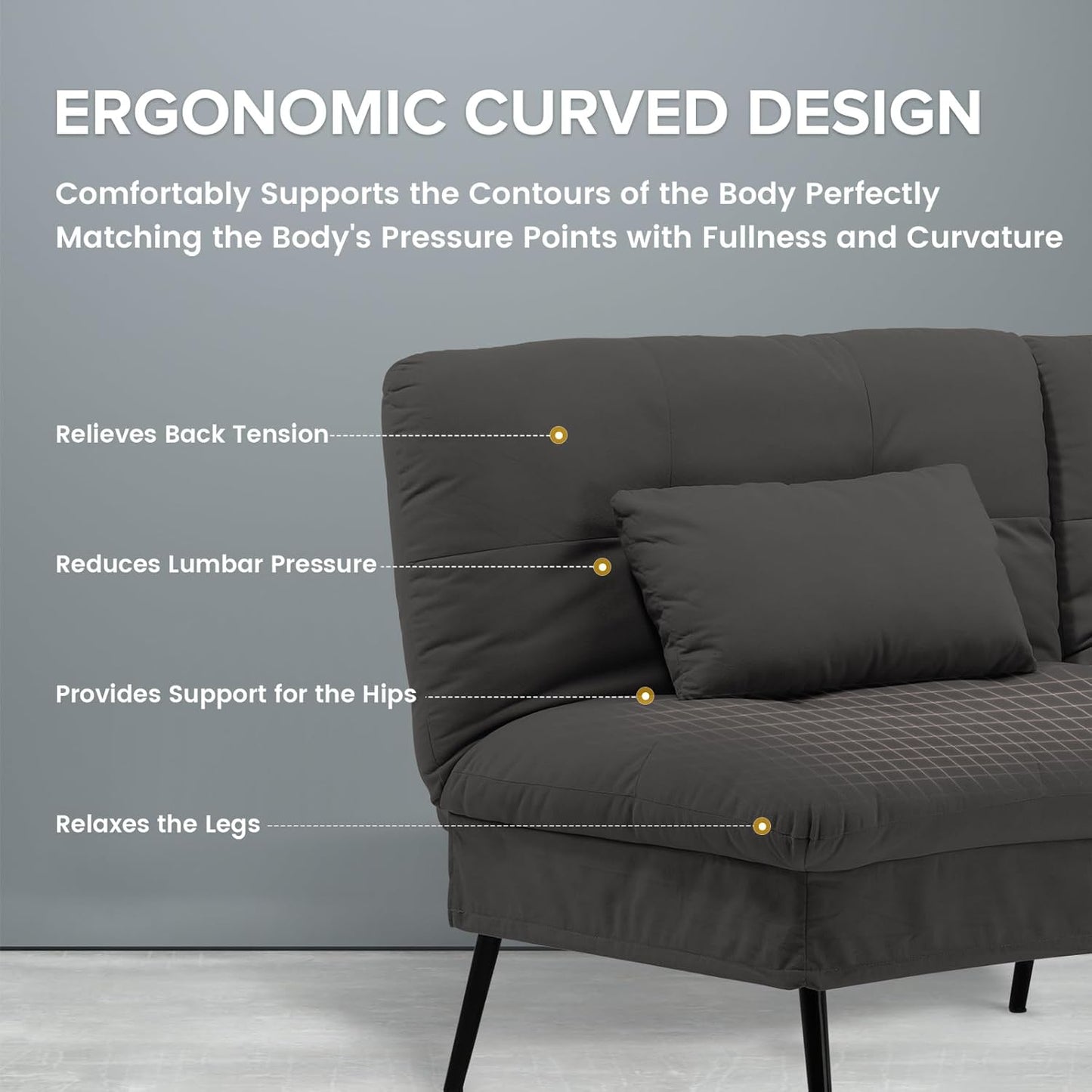 Sofa Fabric Sofa Bed 3 Seater Upgraded Frame 5-Gear Back Angle Adjustable Futon Sofa