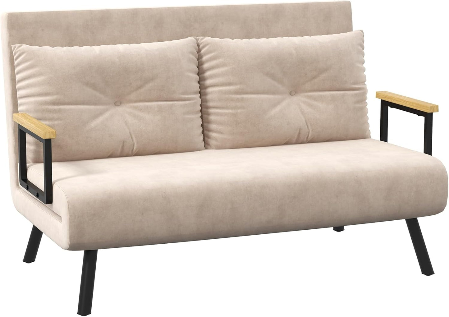 Sofa 2 Seater Sofa Bed, Click Clack Convertible Bed Settee, Modern Velvet Feel Fabric Sofa Couch