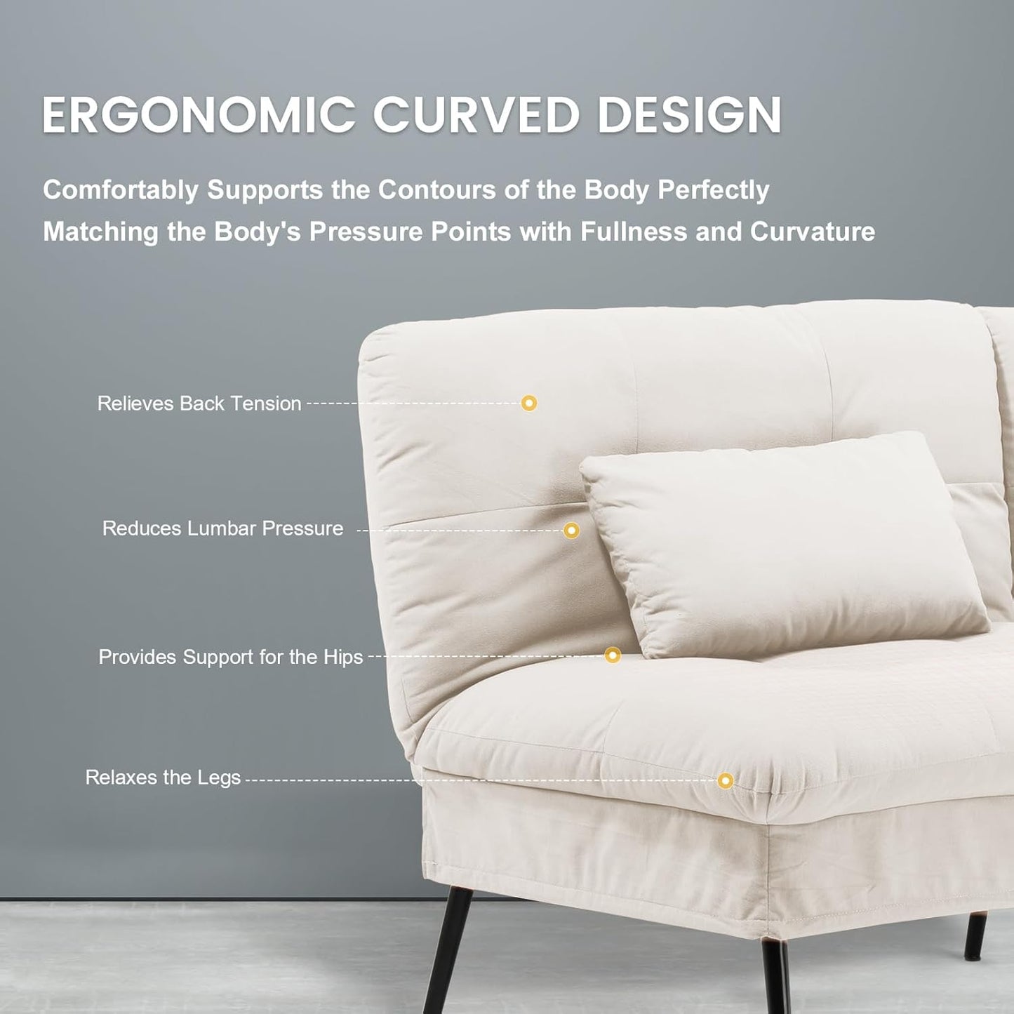 Sofa Fabric Sofa Bed 3 Seater Upgraded Frame 5-Gear Back Angle Adjustable Futon Sofa