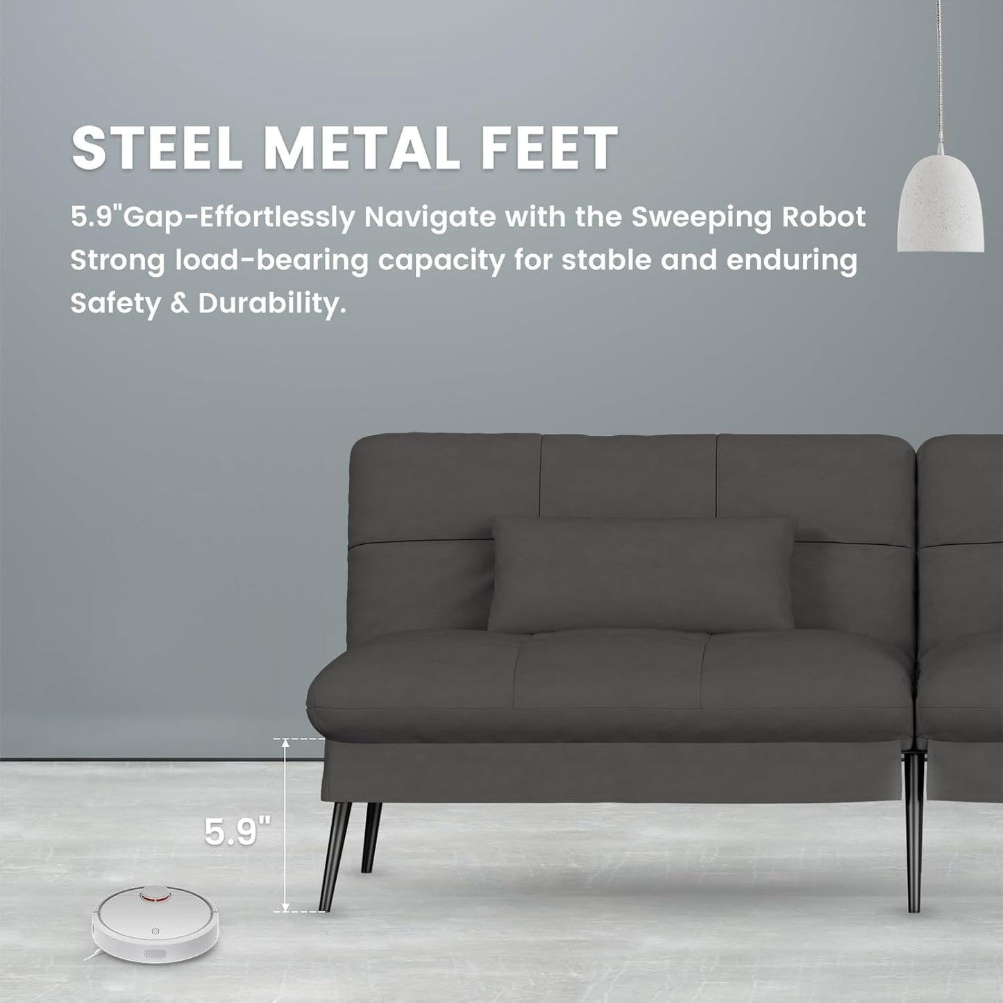 Sofa Fabric Sofa Bed 3 Seater Upgraded Frame 5-Gear Back Angle Adjustable Futon Sofa