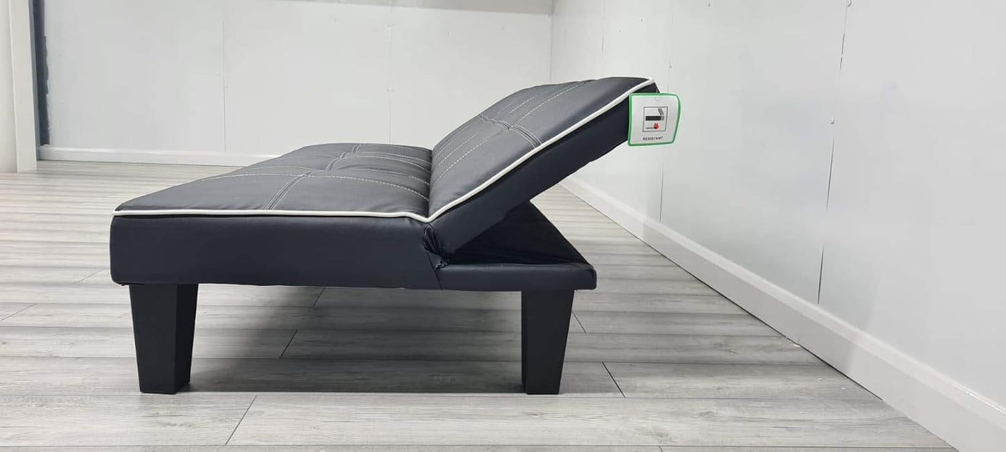 Sofa Click Clack Black Faux Leather 3 Seater Sofa Bed 3 Positioned BED, SOFA