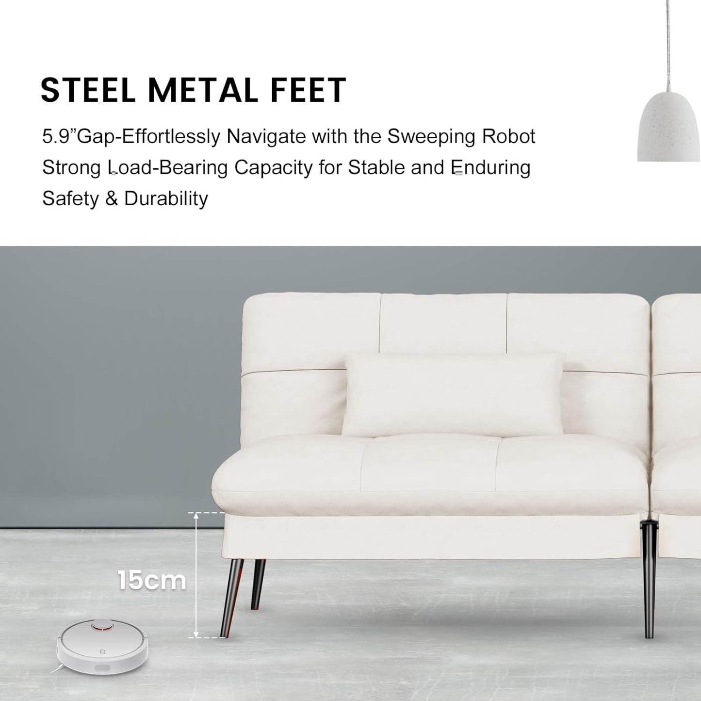 Sofa Fabric Sofa Bed 3 Seater Upgraded Frame 5-Gear Back Angle Adjustable Futon Sofa