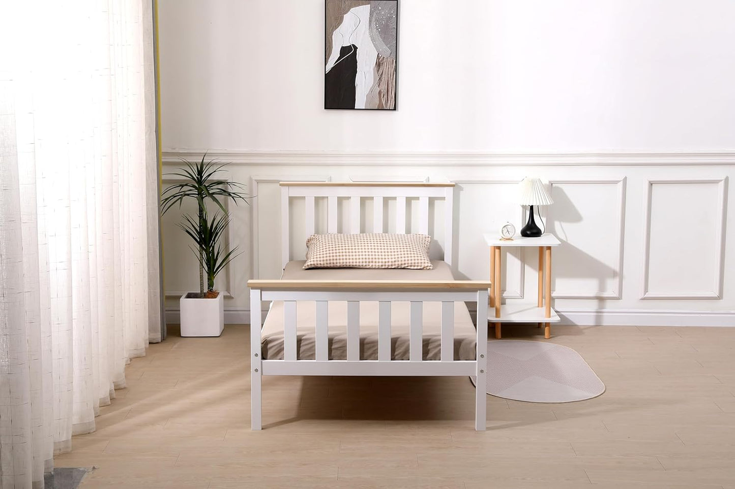Wooden Frame Beds Premium Improved & Stronger Design Solid Pine White