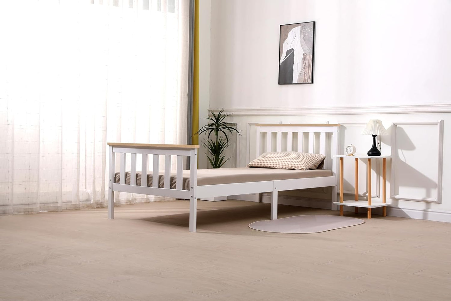 Wooden Frame Beds Premium Improved & Stronger Design Solid Pine White