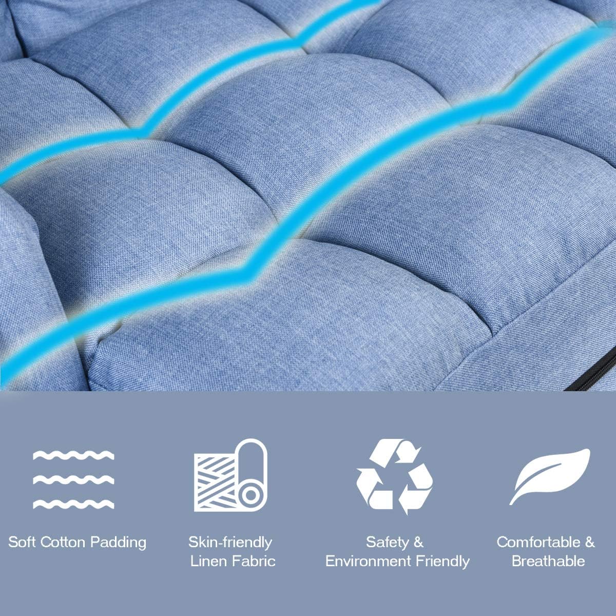 Sofa Adjustable Folding Lazy Sofa Bed with Armrests and Pillow, Convertible Floor Armchair