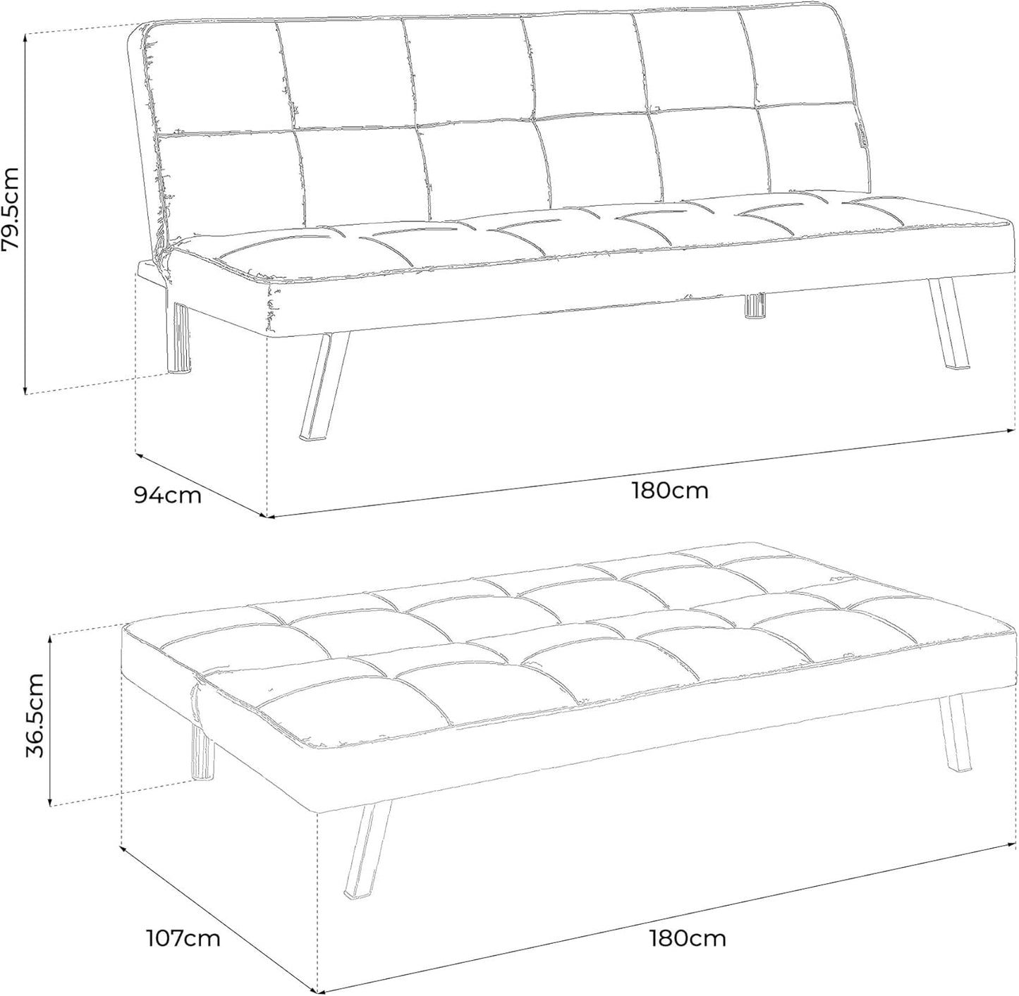 Sofa Britney Three Seater Sofa Bed - Yellow. Linen Fabric Click Clack Sofa Bed, Folding Couch