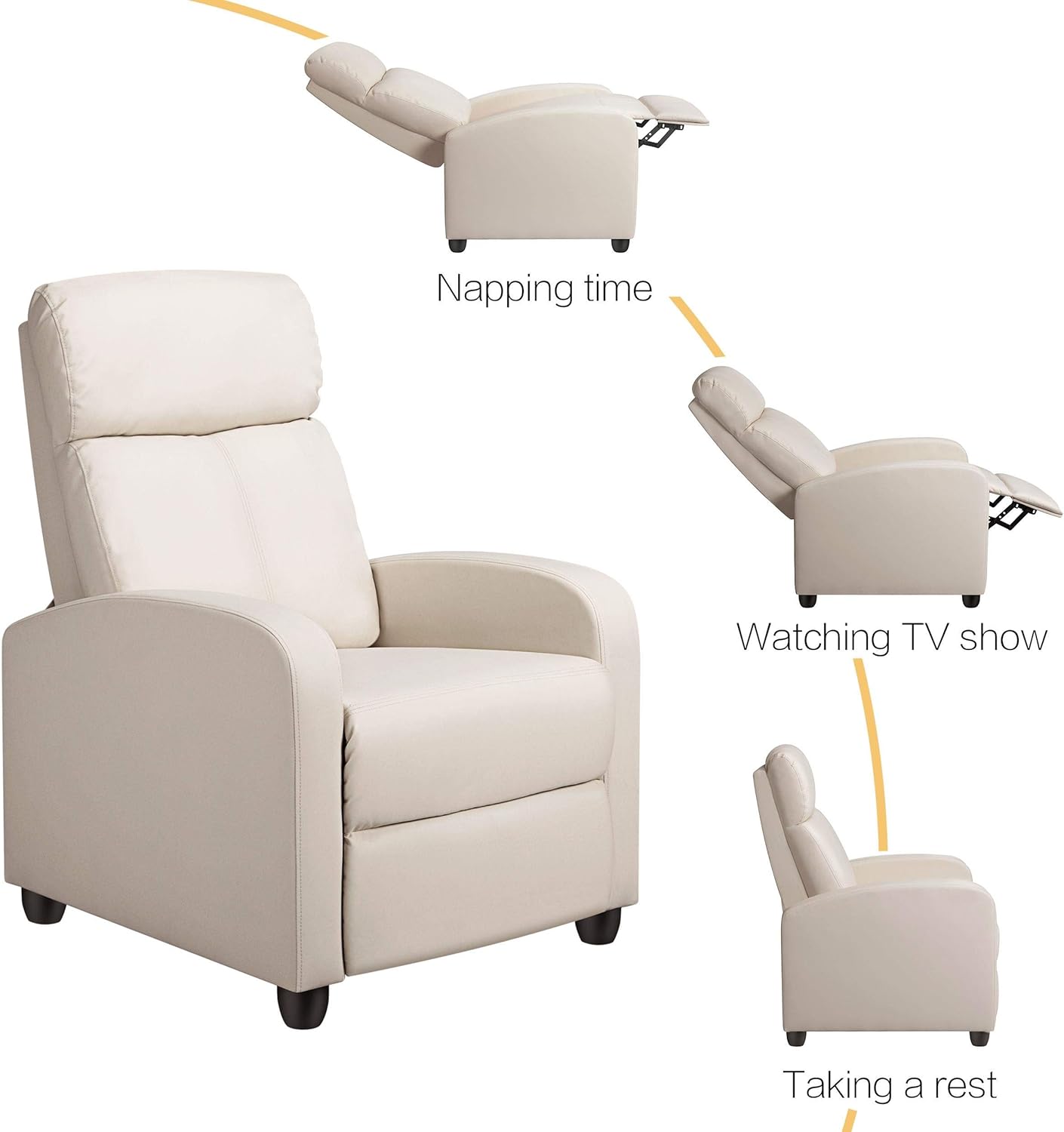 Sofa Modern Recliner Upholstered Armchair PU Leather Comfy Sofa Lounge Chair