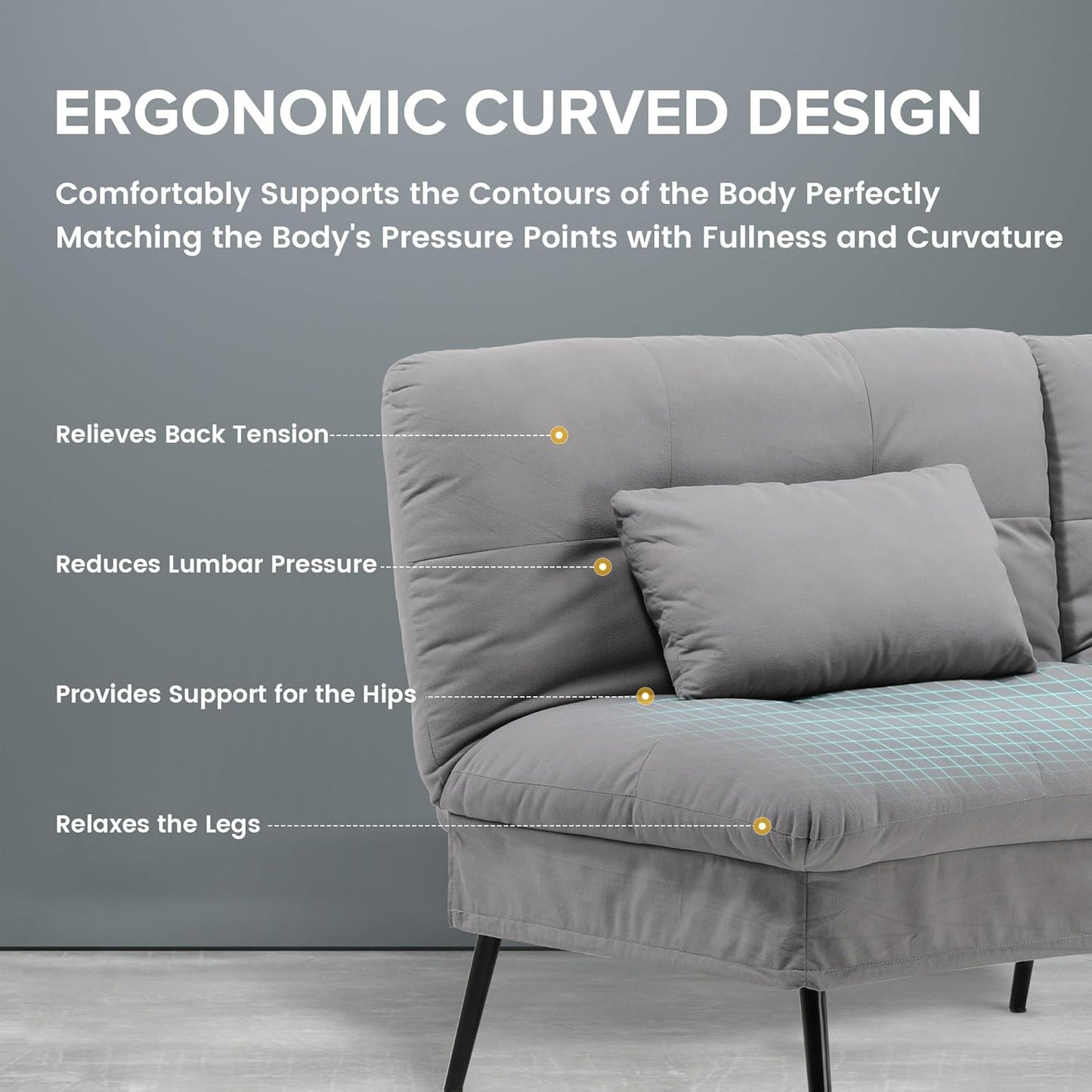 Sofa Fabric Sofa Bed 3 Seater Upgraded Frame 5-Gear Back Angle Adjustable Futon Sofa