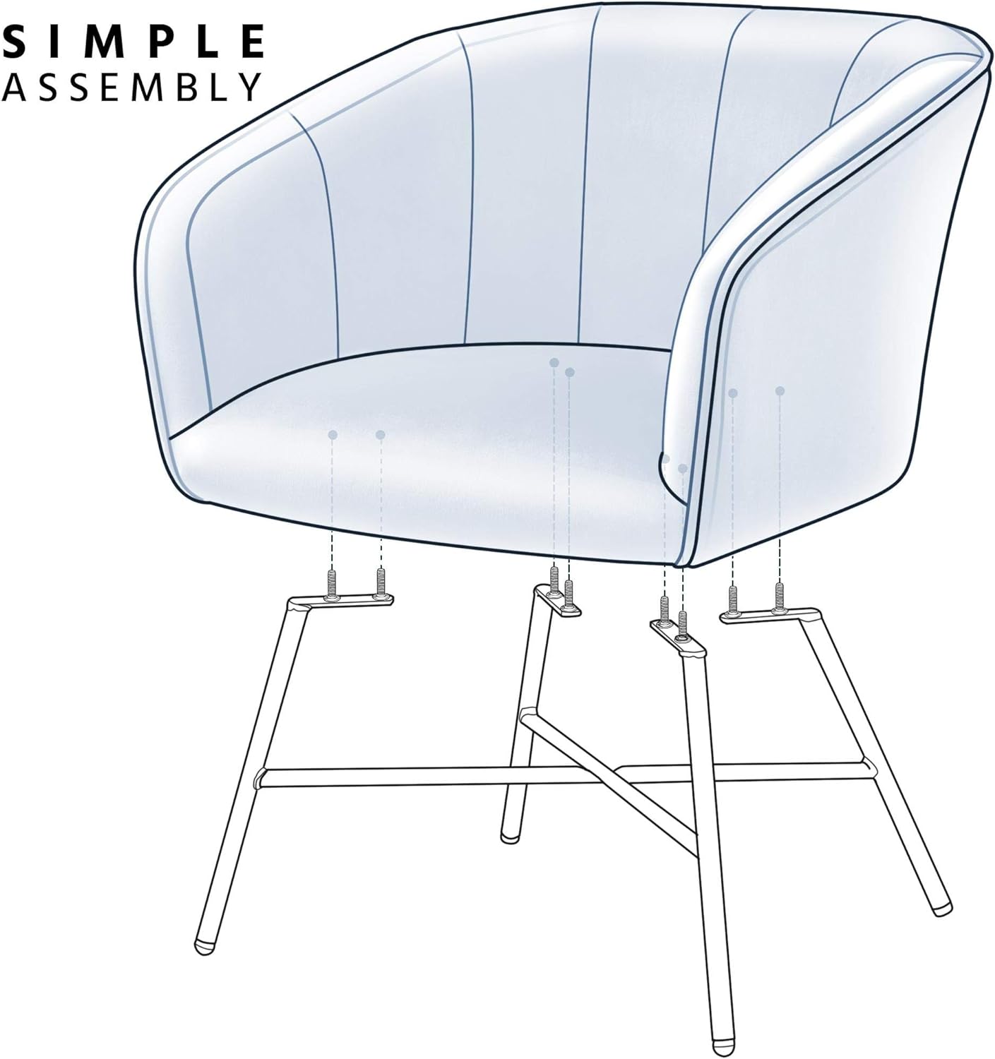 Sofa Velvet Tub Chair, Modern Upholstered Armchair, Barrel Chair Vanity Chair with Round Back