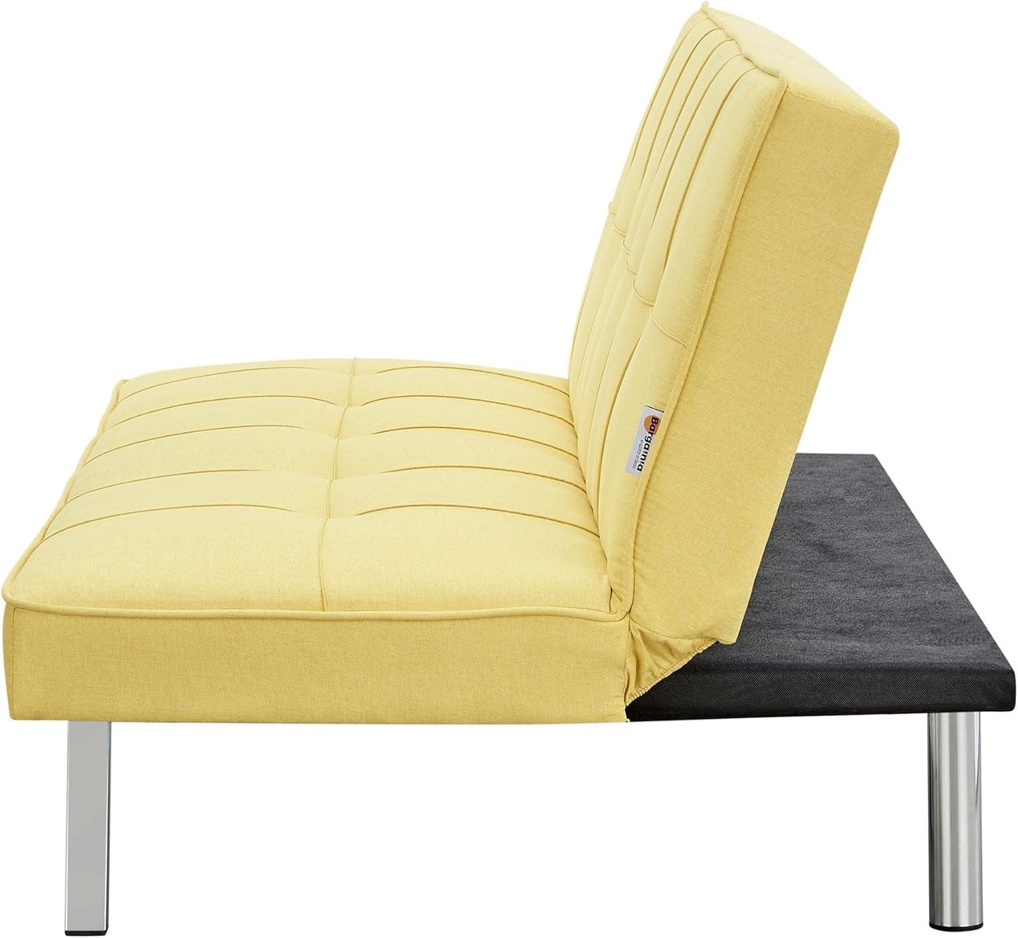 Sofa Britney Three Seater Sofa Bed - Yellow. Linen Fabric Click Clack Sofa Bed, Folding Couch