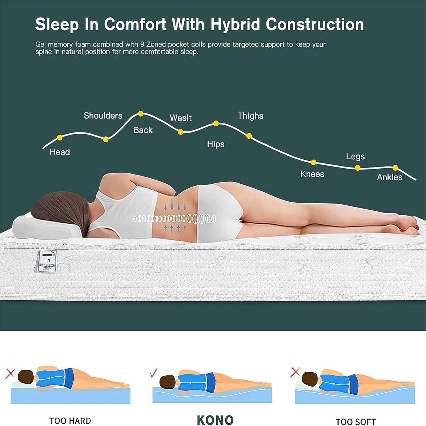 Pocket 1000 Extra Firm Pocket 20cm Adults and kids Memory Foam Mattress