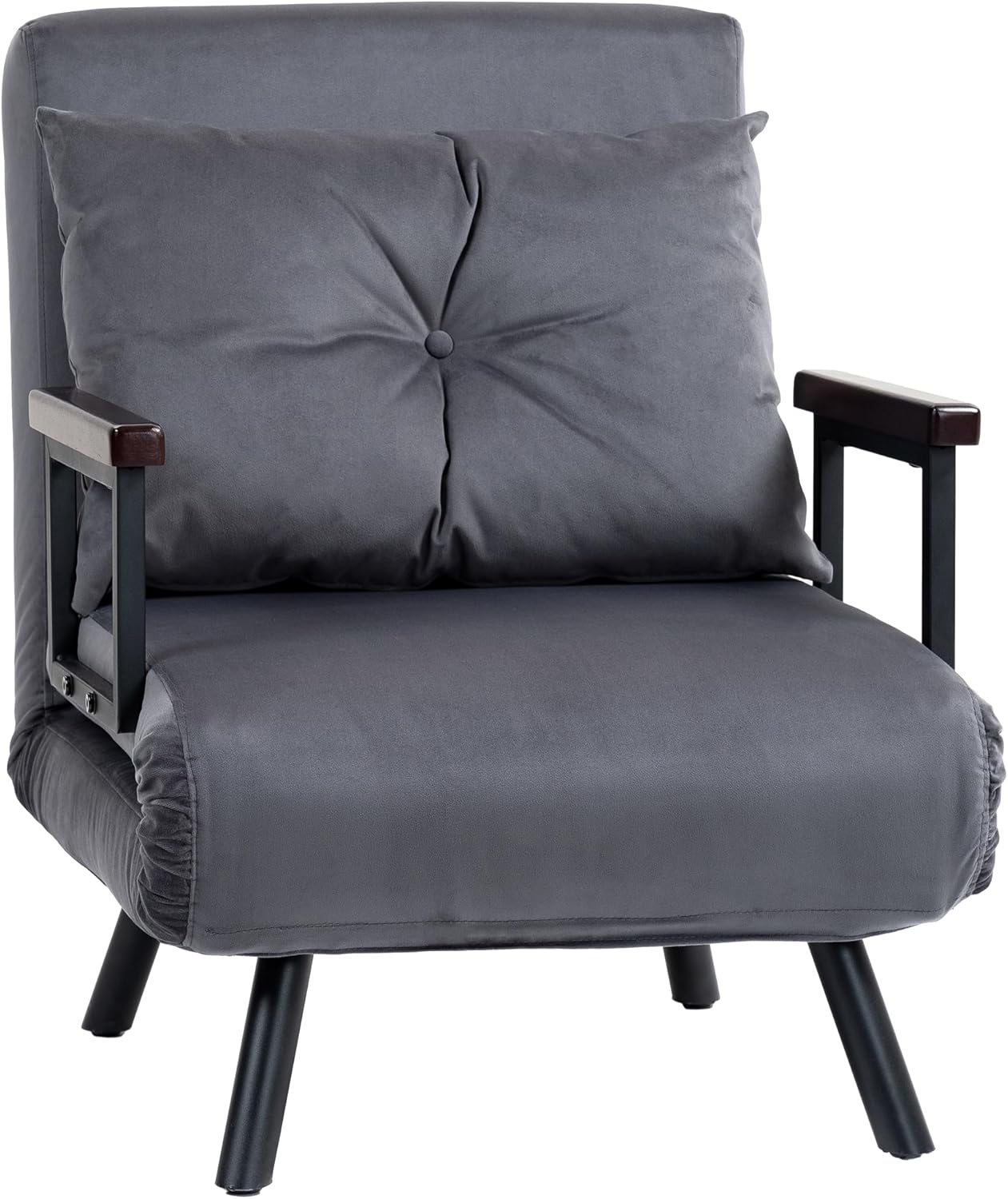 Sofa Single Chair Bed, Click Clack Convertible Bed Settee, Modern Velvet Feel Fabric
