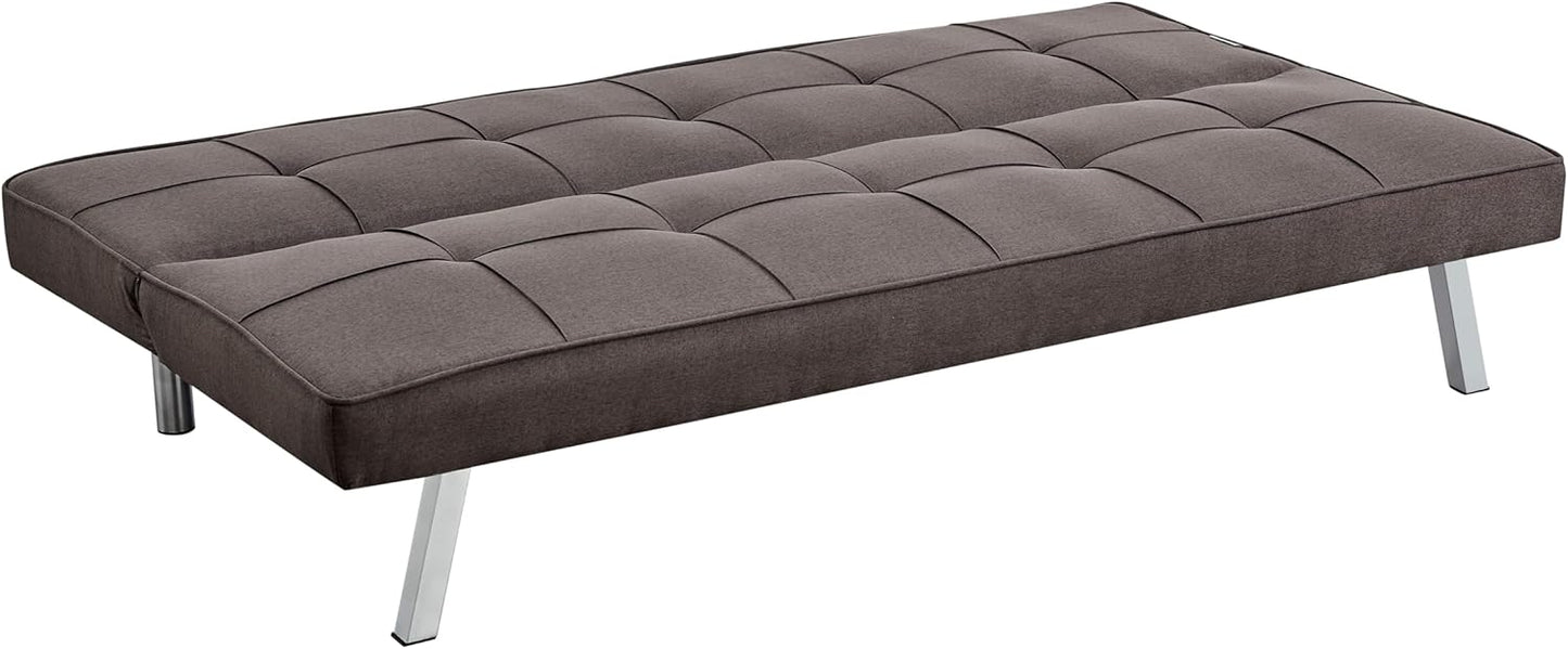 Sofa Britney Three Seater Sofa Bed - Brown. Linen Fabric Click Clack Sofa Bed, Folding Couch