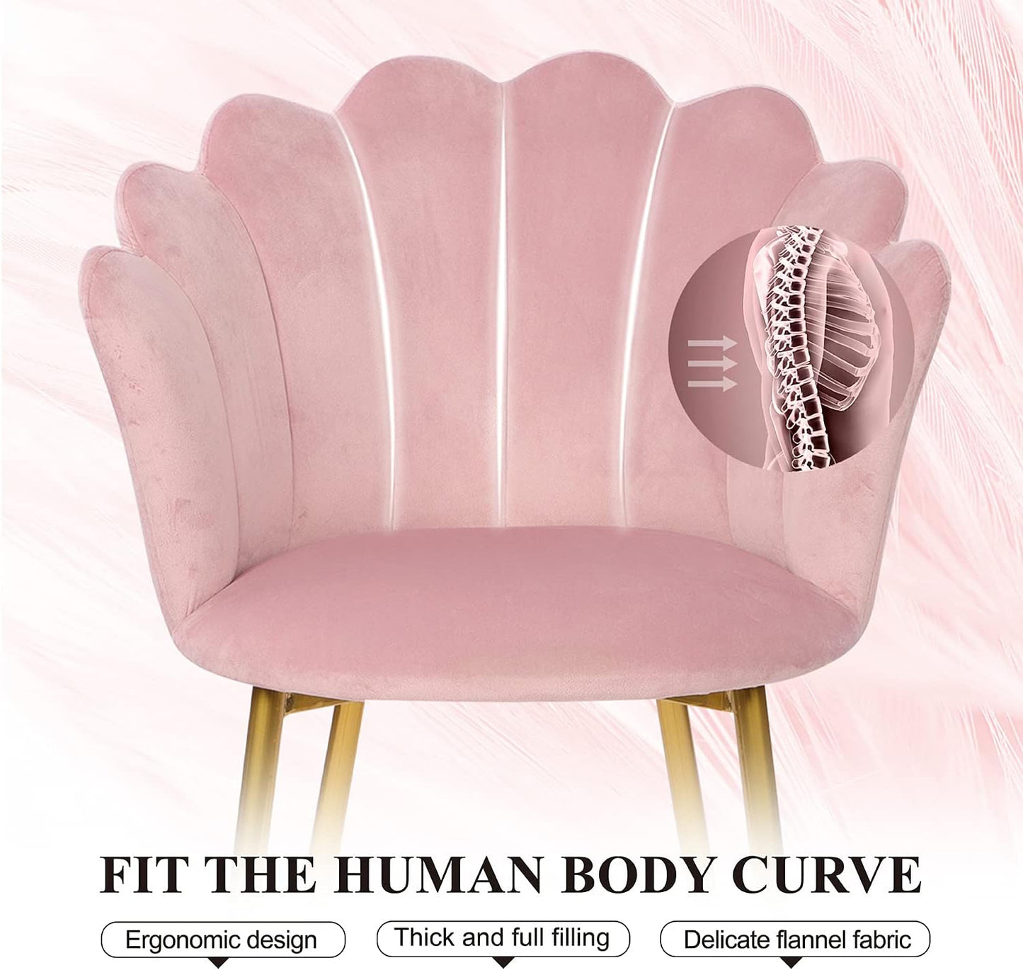 Sofa Armchair Tub Chair, Velvet Shell Chair Single Sofa Chair Accent Chair with Gold Plating Metal Legs