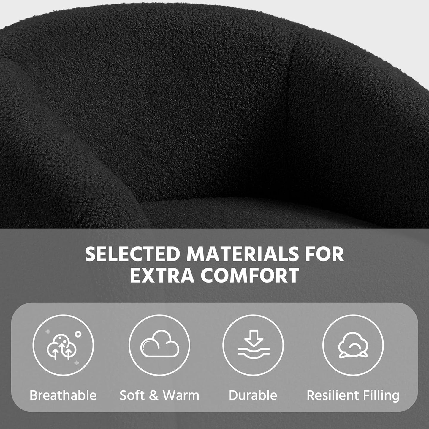 Sofa Tub Chair, Accent Chairs for Living Room, Boucle Fabric Armchair, Cozy Barrel Chair