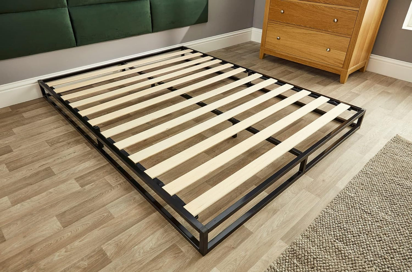 Metal Kingsize Bed Contemporary Super Space Saver Low Loft Height