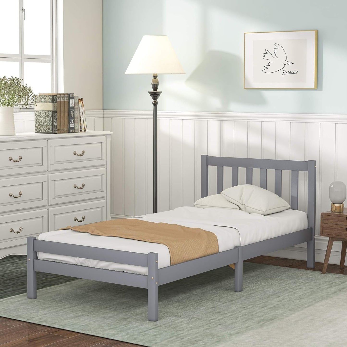 Wooden Bed Frame - Single 3ft Bedroom for Adults, Kids, Teenagers