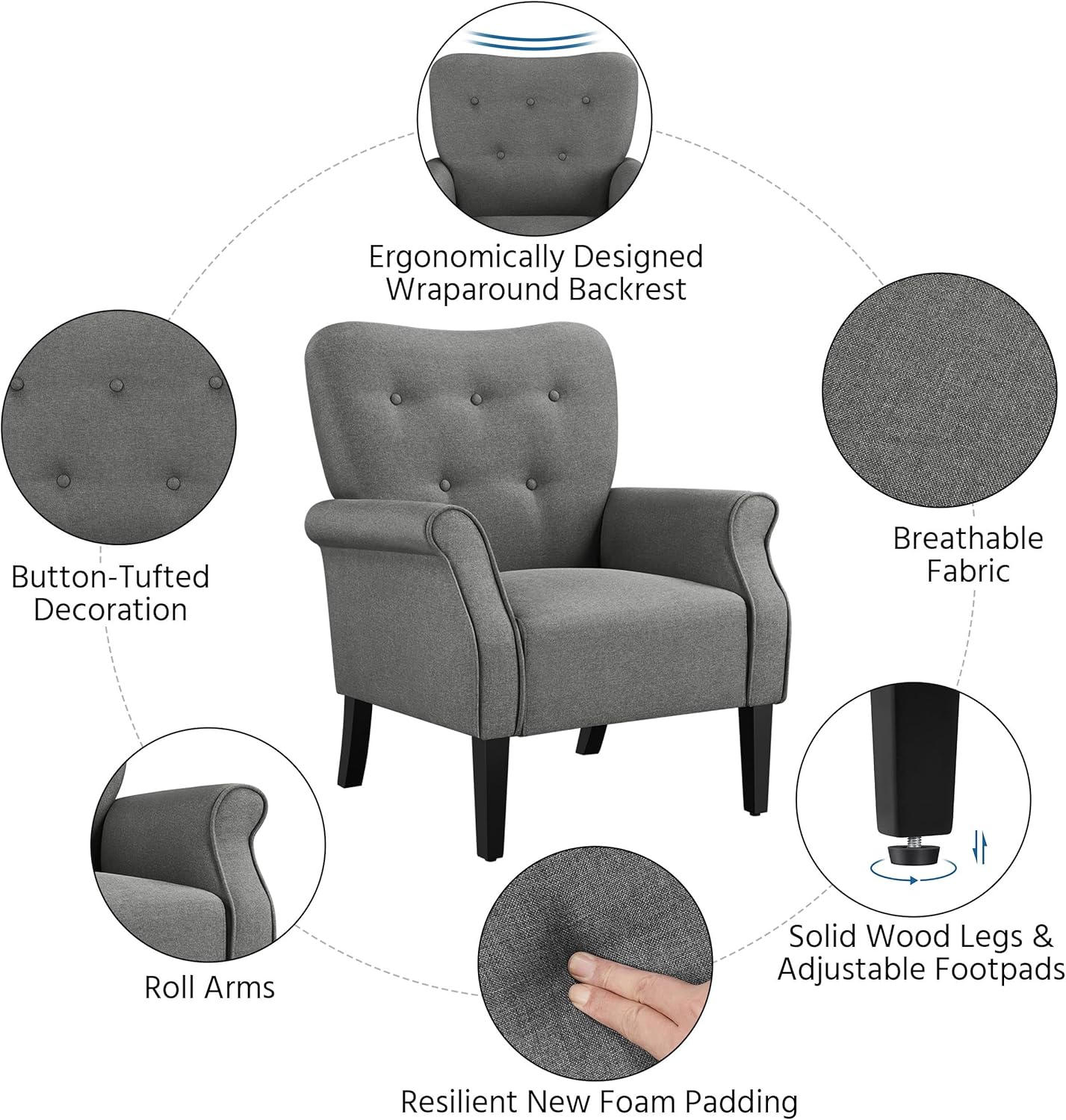 Sofa Modern Tub Chair, Mid-Century Accent chair Sofa Chair
