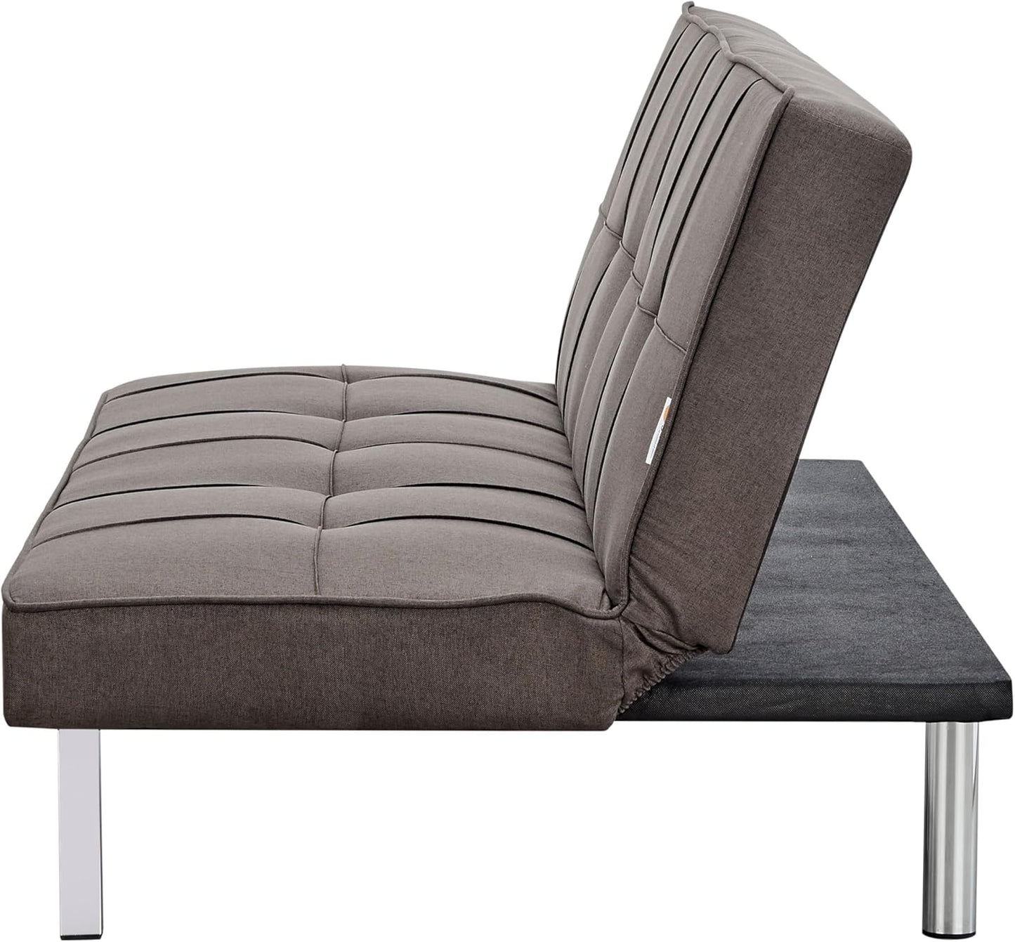 Sofa Britney Three Seater Sofa Bed - Brown. Linen Fabric Click Clack Sofa Bed, Folding Couch