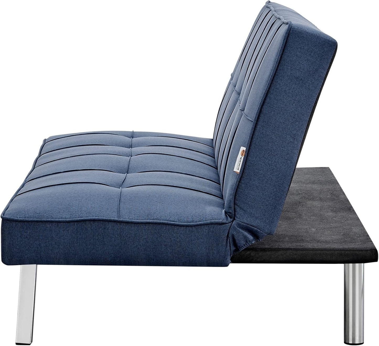Sofa Britney Three Seater Sofa Bed - Blue. Linen Fabric Click Clack Sofa Bed, Folding Couch