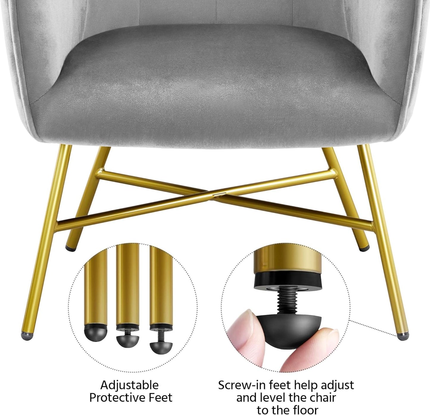 Sofa Velvet Tub Chair, Modern Upholstered Armchair, Barrel Chair Vanity Chair with Round Back