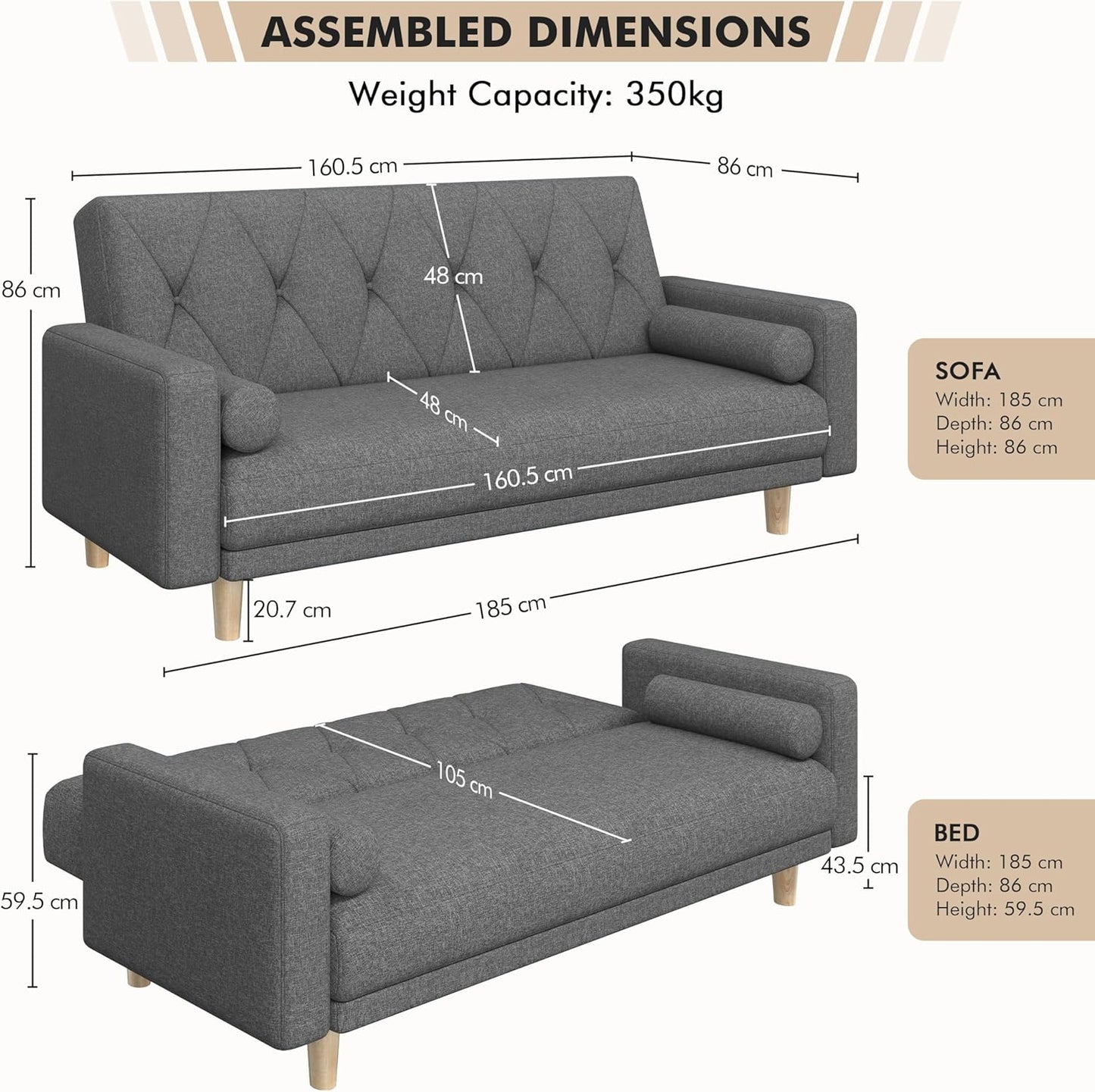 Sofa Convertible Sofa Bed Fabric Sofa Couch Click Clack Modern Sleeper Sofa Settee