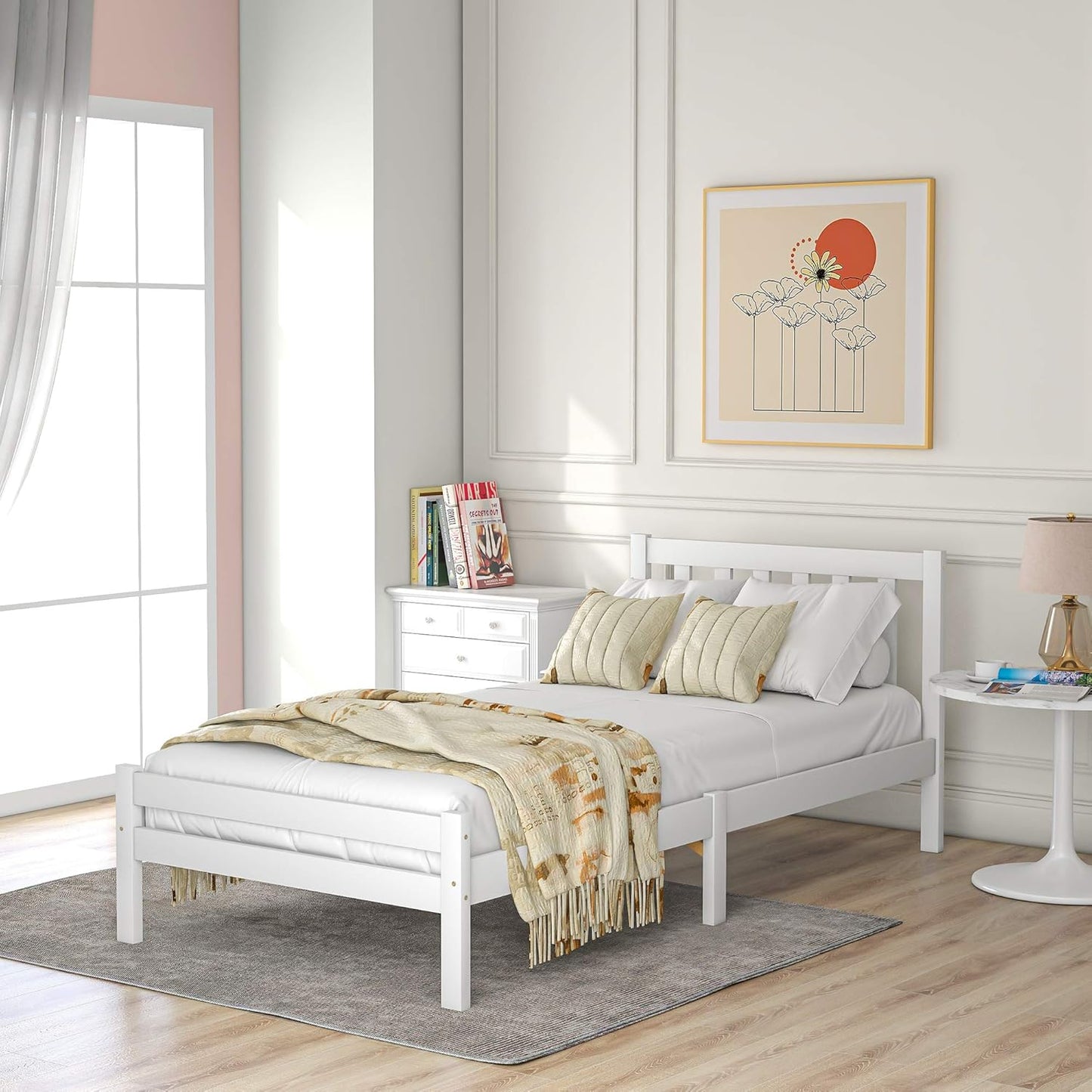 Wooden Frame Bed Wooden Bed Frame, Single 3ft Bed for Bedroom, Adults, Kids