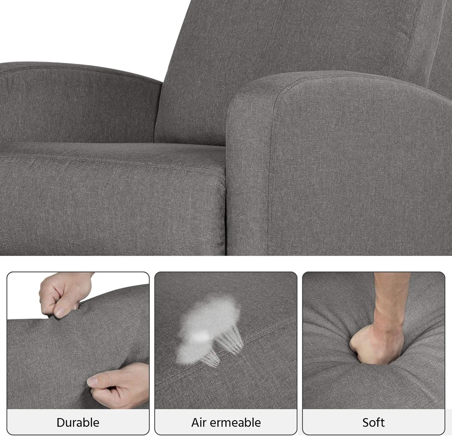 Sofa Recliner Armchair Adjustable Fabric Recliner Chair Sofa for Living Room/Bedroom Gray