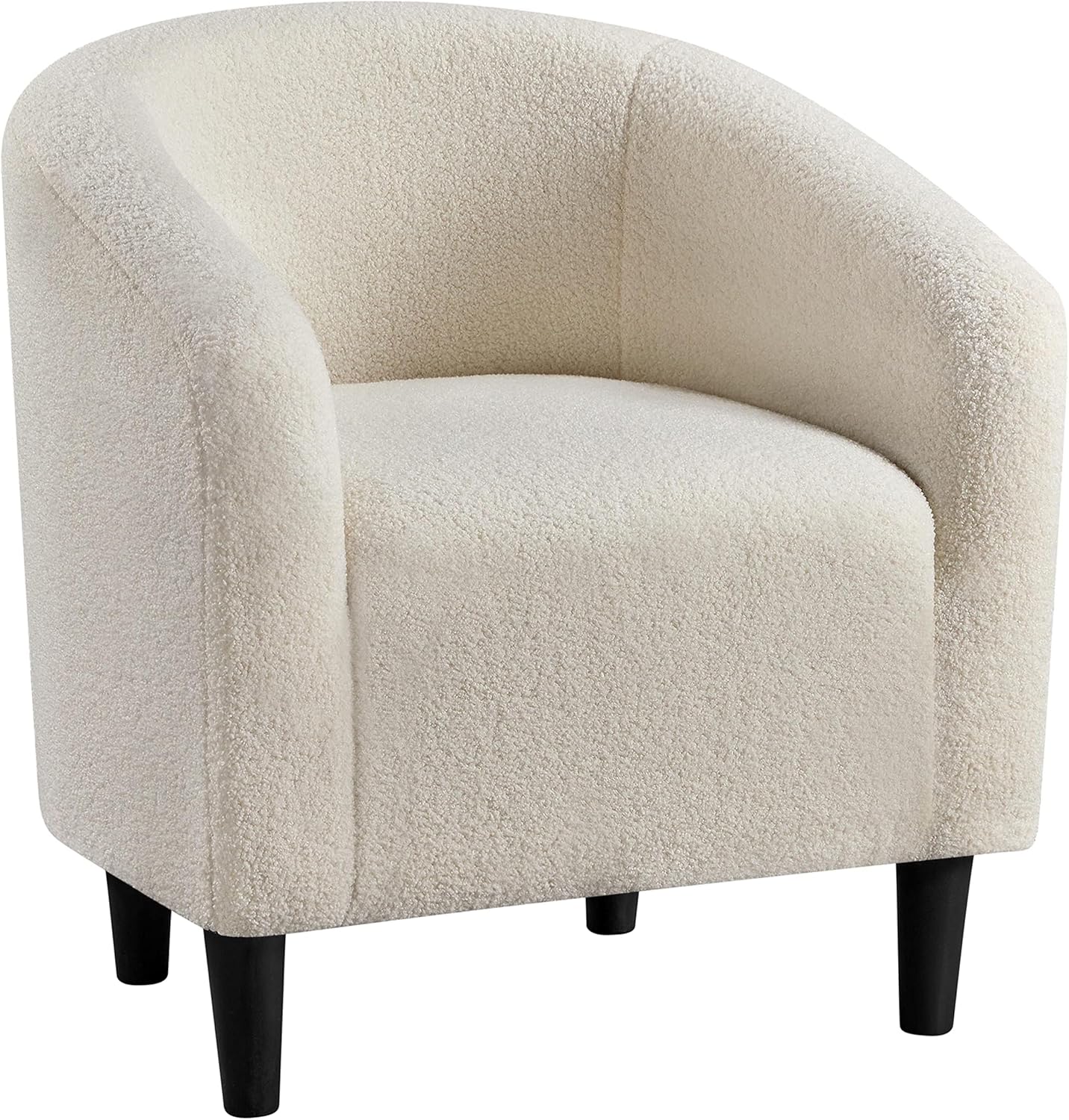 Sofa Tub Chair, Fuzzy Accent Armchair Sherpa Fabric Club Chair Boucle Barrel Chair Upholstered