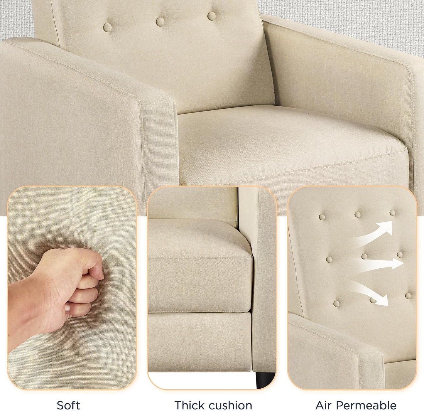 Sofa Fabric Reclining Chair Single Armchair Adjustable Upholstered Sofa