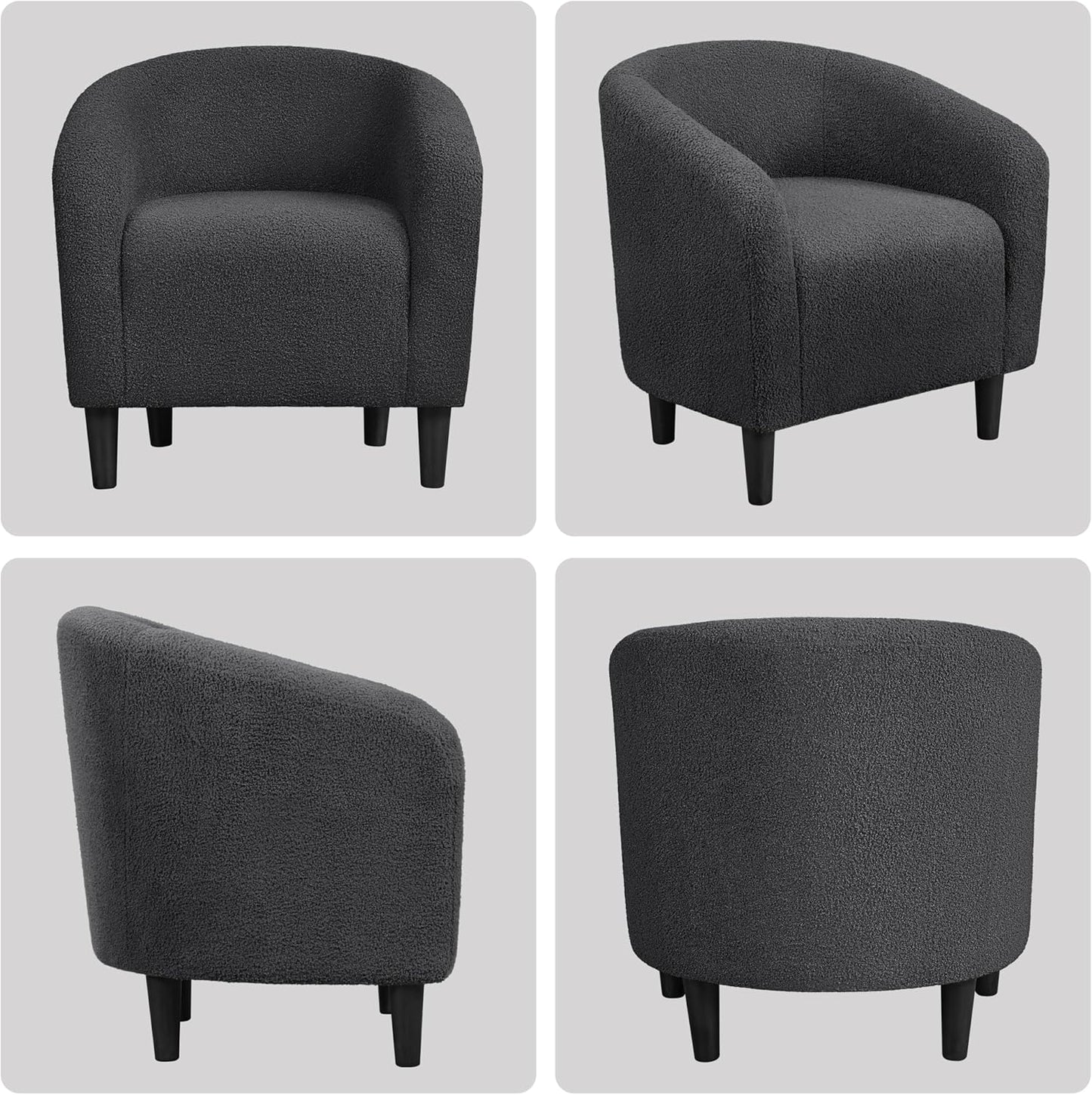 Sofa Tub Chair, Accent Chairs for Living Room, Boucle Fabric Armchair, Cozy Barrel Chair