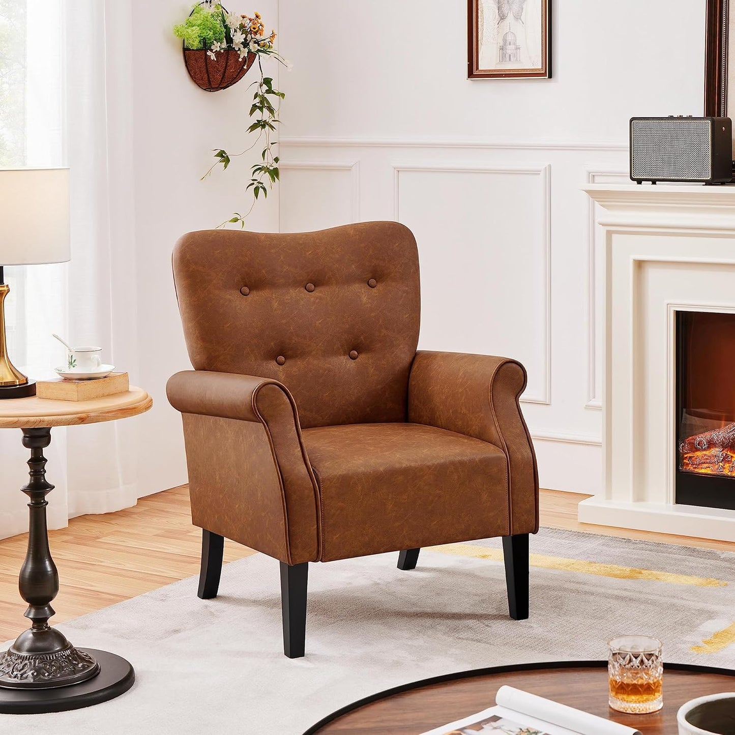 Sofa Modern Tub Chair, Mid-Century PU Leather Accent chair Sofa Chair