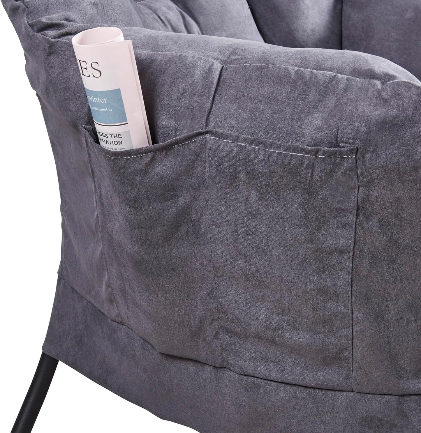 Sofa Chair with Armrests Sofa Chair Accent Chair Light Grey Sofa Chair with Footstool