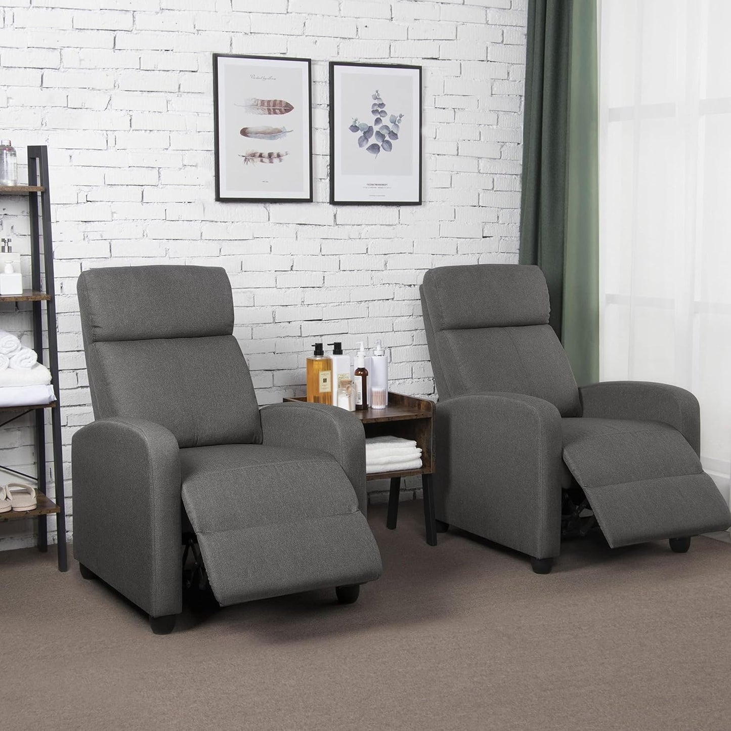 Sofa Recliner Armchair Adjustable Fabric Recliner Chair Sofa for Living Room/Bedroom Gray