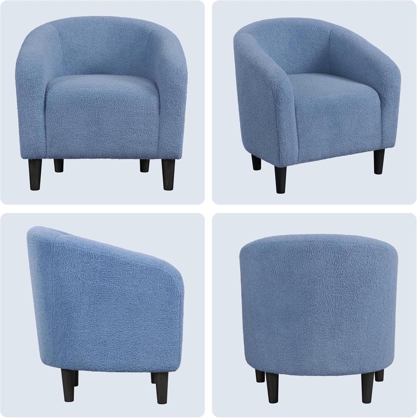 Sofa Tub Chair, Accent Chairs for Living Room, Boucle Fabric Armchair, Cozy Barrel Chair