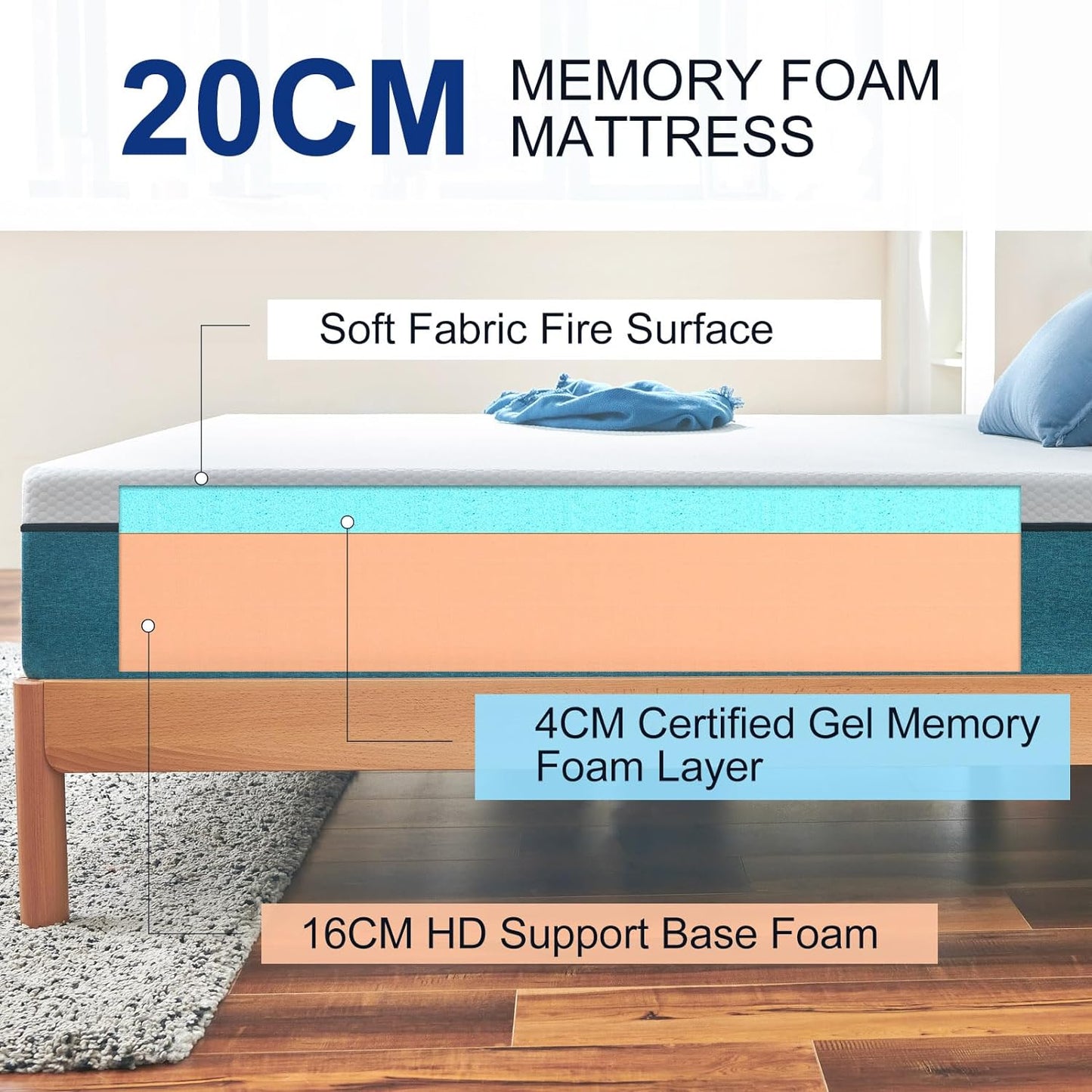 Extra Firm Orthopaedic 20cm Adults and kids Both Sided Health Mattress