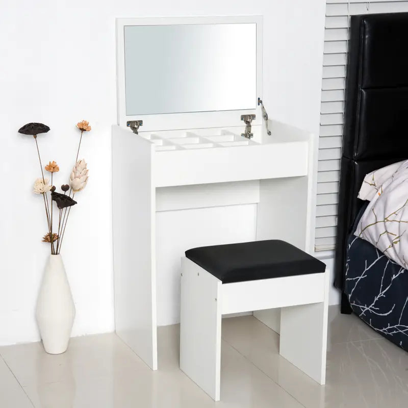 Dressing Table Vanity Table Makeup Desk with Drawer, Vanity Table Set WHITE