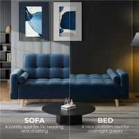 Chesterfield Blue Sofa Bed Velvet Convertible Sofa Bed 3 Seater Futon Sofa Bed