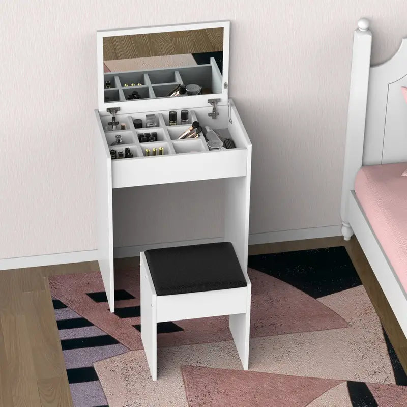 Dressing Table Vanity Table Makeup Desk with Drawer, Vanity Table Set WHITE