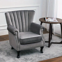 Chesterfield Armchair Wing Back Modern Velvet Upholstered Tufted Chair