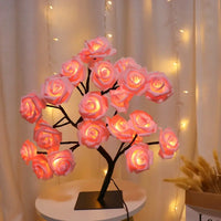 Rose Table Lamp, USB Powered LED Tree Light, Flower Night Light for Home Decoration Outdoor Parties