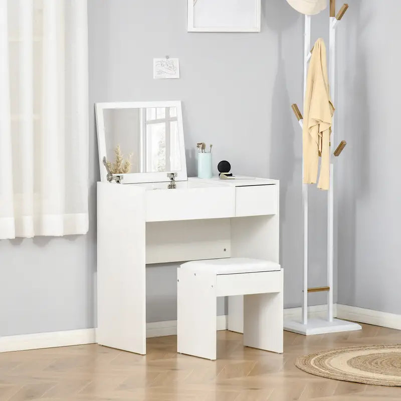 Dressing Table Vanity Table Makeup Desk with Drawer, Vanity Table Set WHITE