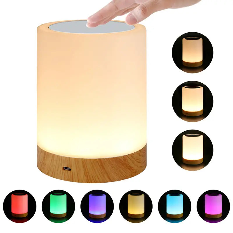 Portable RGB LED Night Light Touch Lamp Rechargeable Battery Table Light Dimmable Bedside Lamps